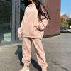 Women's Autumn/Winter Solid Colour Sweatshirt Hooded Fashion Long Sleeve Two Piece Set