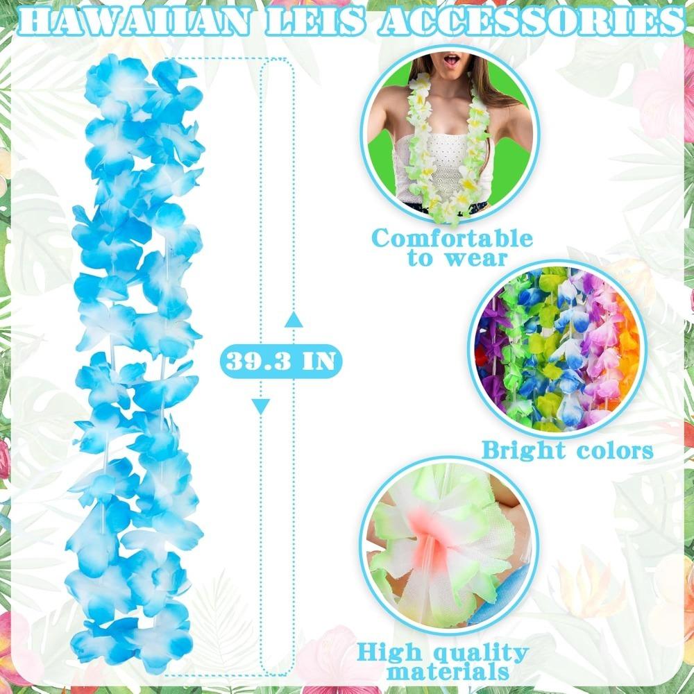5/10Pcs Leis for Luau Hawaiian Color Decoration Silk Flower Leis Summer Beach Pool Bulk Hula Dance Party Artificial Flower Decor