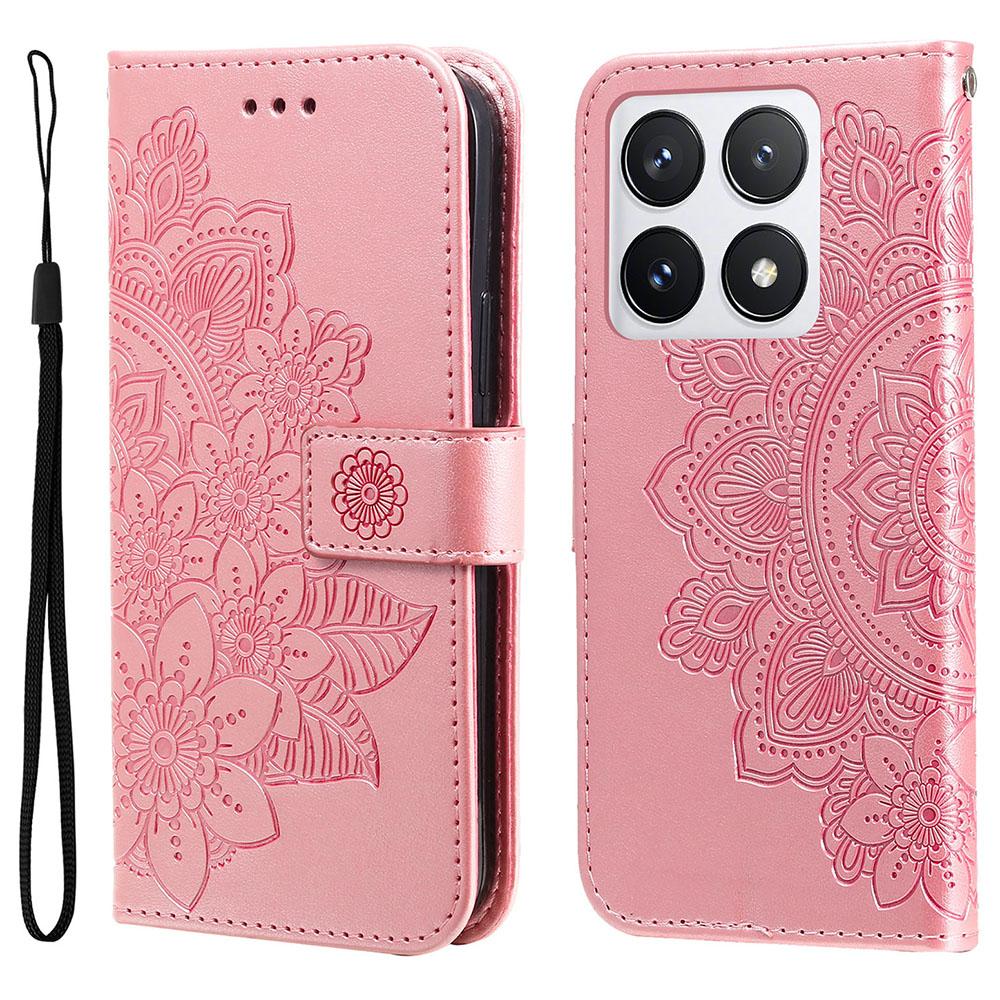 For Xiaomi 14T Pro Case Floral Pattern PU Leather Wallet Stand Phone Cover