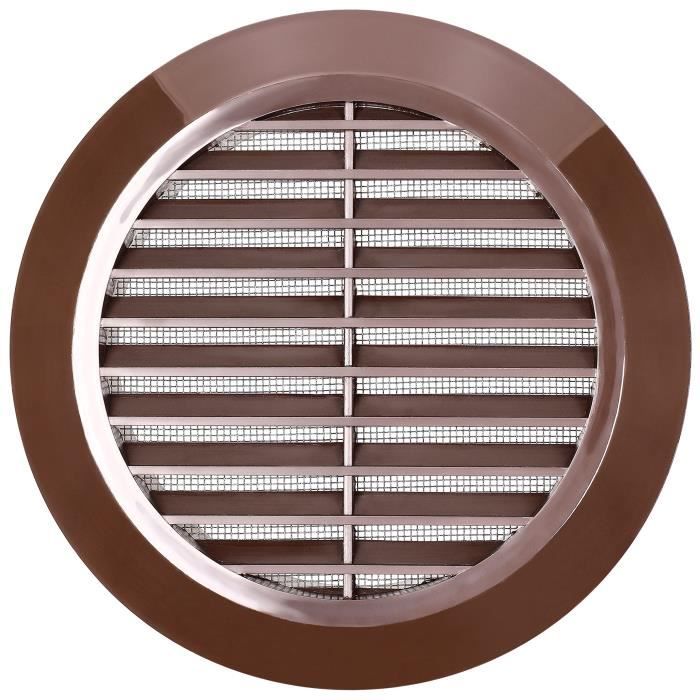 Grille d'aération - kotarbau - ronde - diamètre 125 mm - plastique marron - moustiquaire intégrée