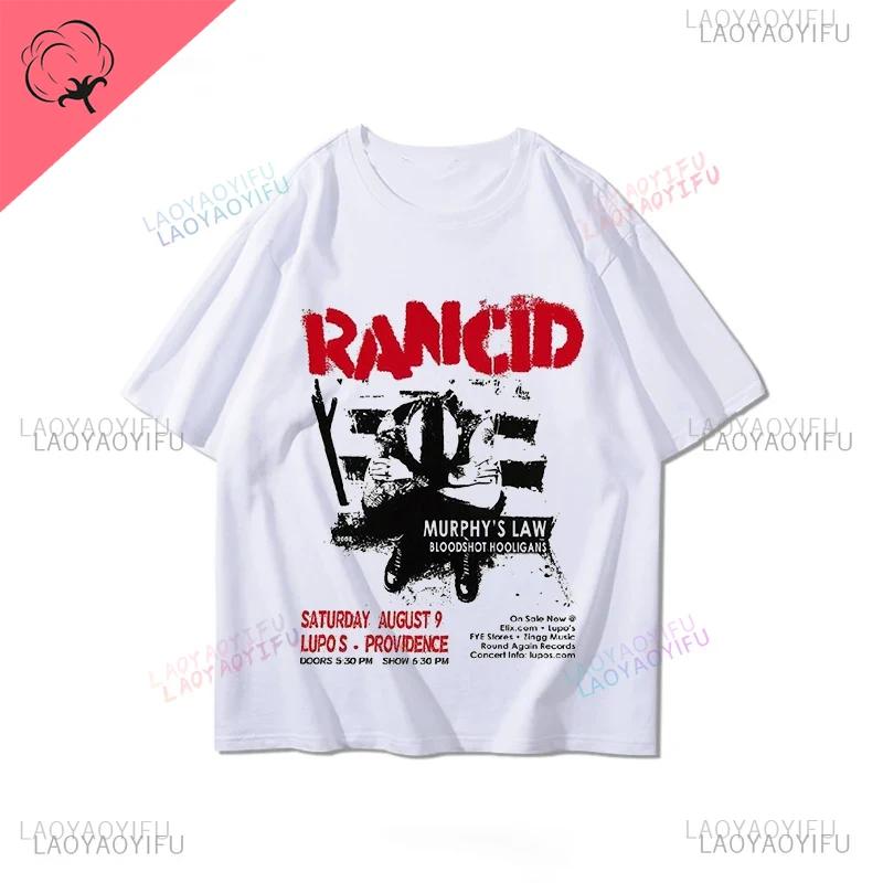 Rancid Band Short Sleeved Tshirt for Mens Summer American High Street Print Cool Pure Half Sleeves Trendy Printed Tshirt Top