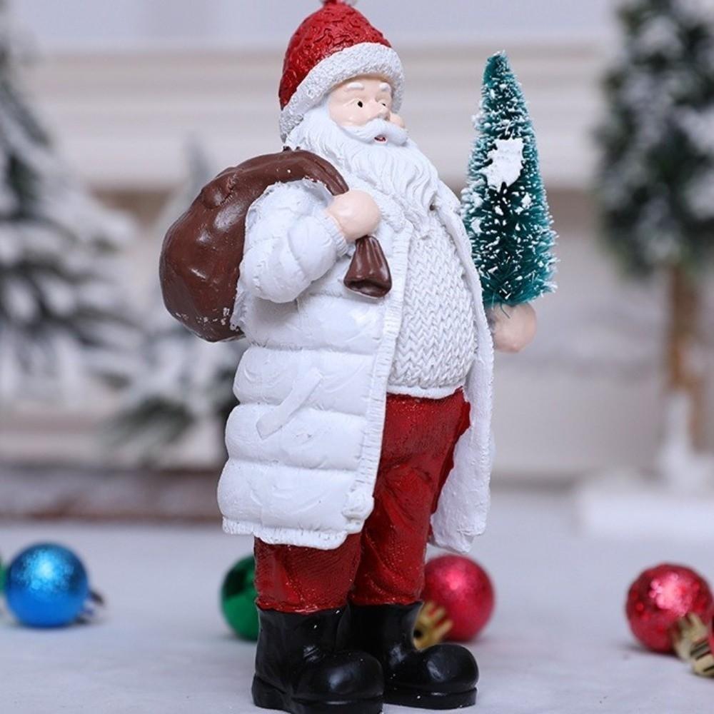 Resin Christmas Figurine Standing Holiday Santa Statue Santa Claus Ornaments  Home Decor