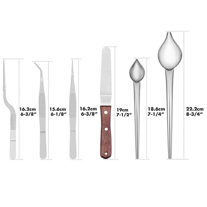 

HHO-Culinary For Food Styling Kitchen Tongs 6Pcs Stainless Steel Cooking Tweezers Drawing Spoons Spatula Chef