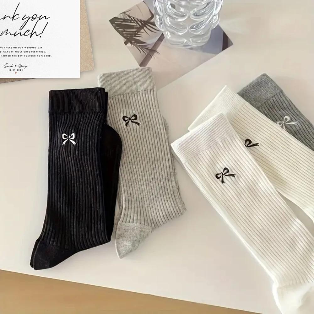 5/10 Pairs Ins Big Bow All Cute Socks Women Summer Thin Breathable Mesh Breathable Pile Socks Mid Tube Sock for Women