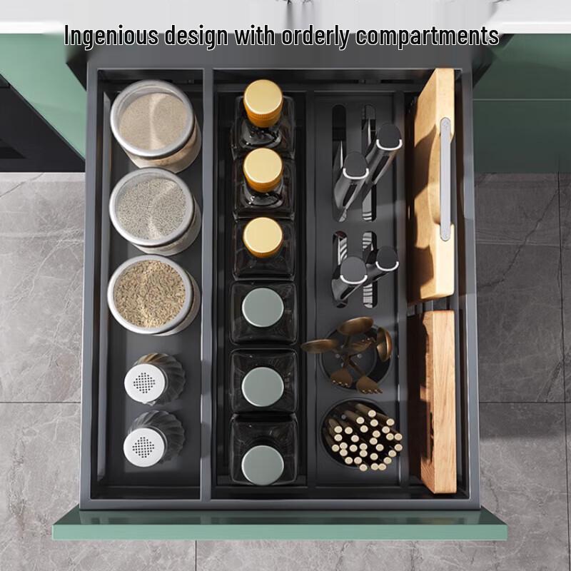 Modern Carbon Steel Pull-Out Kitchen Cabinet Spice Rack