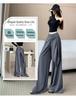Women's 2026 Spring/Summer High-Waisted Wide-Leg Lace-Up Pants - Slimming, Versatile, Draped, Floor-Length Casual Wear