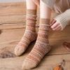 6 Pairs Harajuku College Style Women Student Crew Socks Vintage Geometric Print Casual Fashion Medium Stockings Gifts