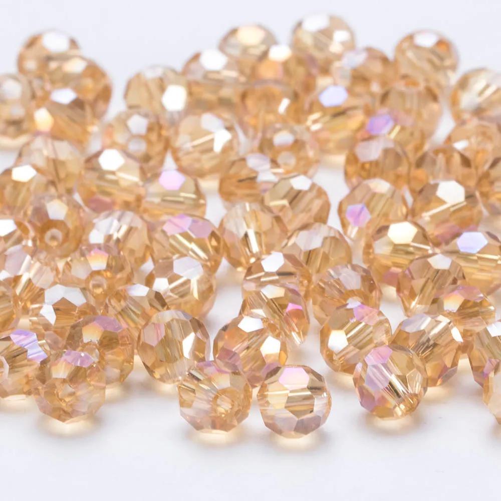 3 4 6 8mm AB color Round Crystal Beads Faceted Transparent Glass Bead Loose Spacer Bead for Jewerly Making DIY Bracelet Necklace