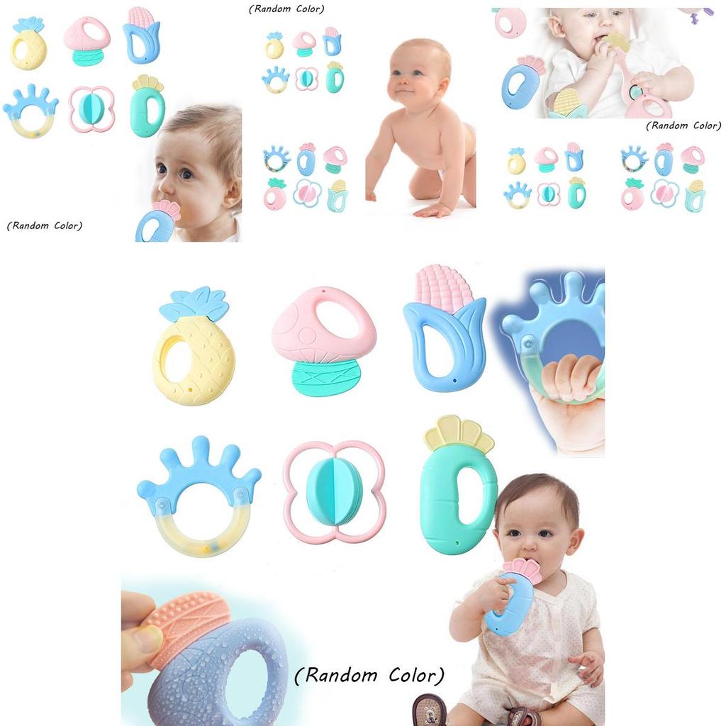 6-piece Infant Soft Teether Handbell Set Safe Sterilizable Baby Toy