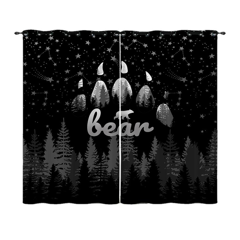 Curtain Animal Wolf Bear Curtain Digital Printing Blackout Curtain No Punching