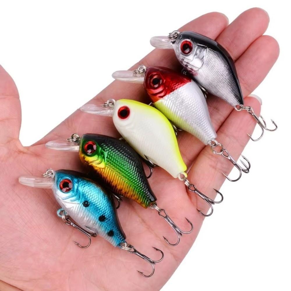 5 Pcs/Set 3D Eyes Floating Crankbait Lure Artificial Fishing Bait for Freshwater Saltwater Fishing