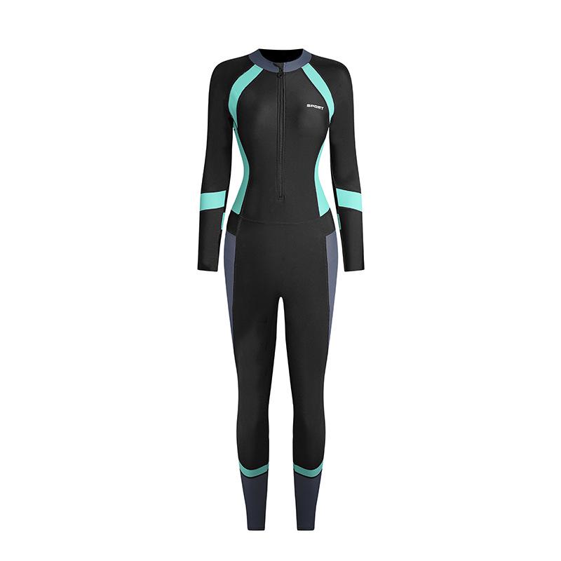 Plus Size Long Sleeve One-Piece Diving Suit for Women - Fashionable Snorkeling Jellyfish Swimwear