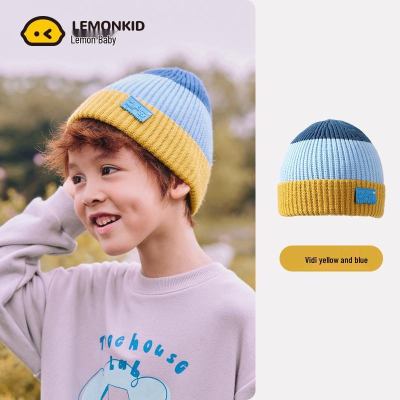 

Lemon Baby Woolen Hat with Ear Protection for Boys and Girls - Autumn/Winter Warm Knitted Cap Small 48cm [Ages 2-5]