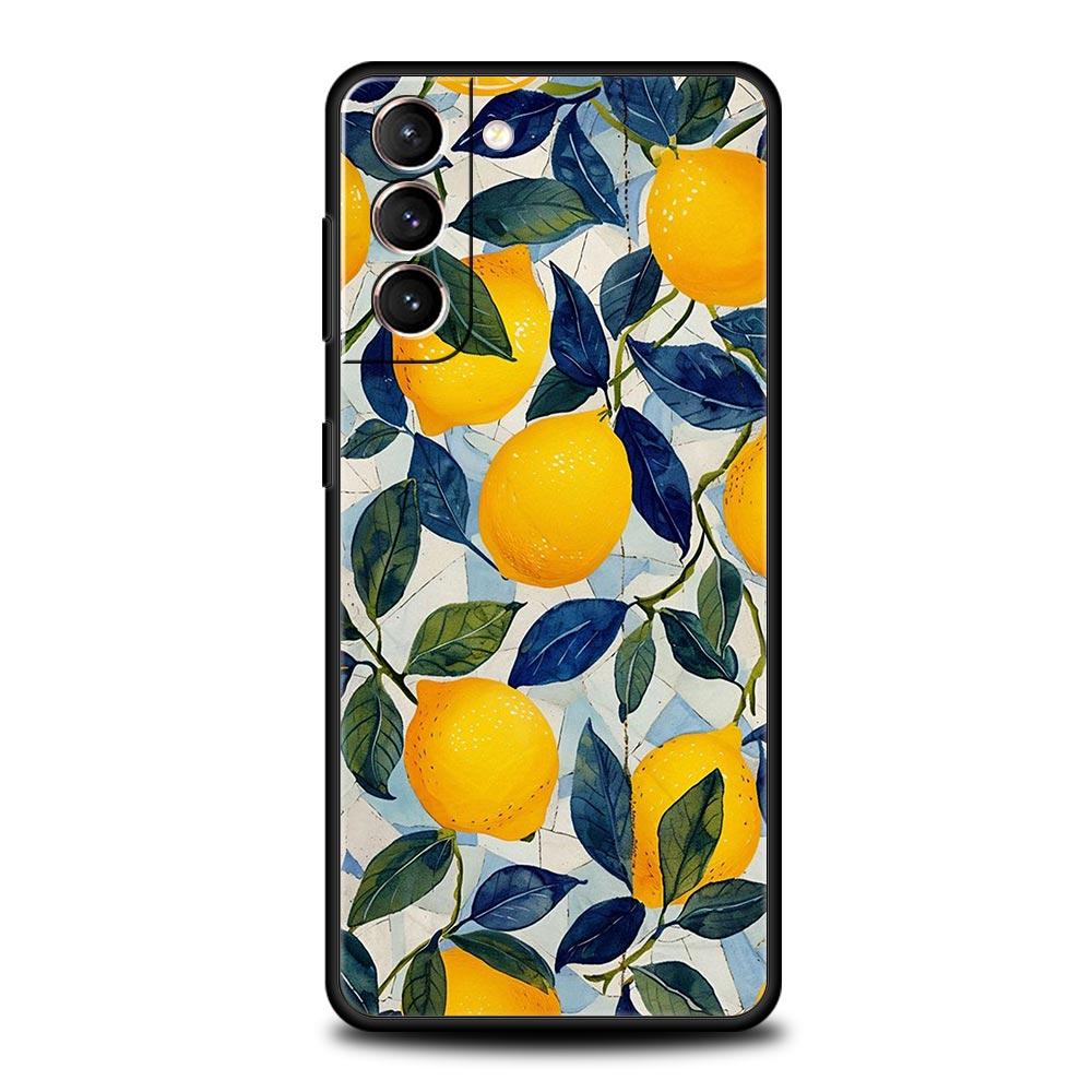 

Retro Fruit lemon Phone Case For Samsung Galaxy S25 S24 S23 S22 S20 Ultra S21 FE 5G S10 Plus S10E Soft TPU Cover Samsung S22 5G