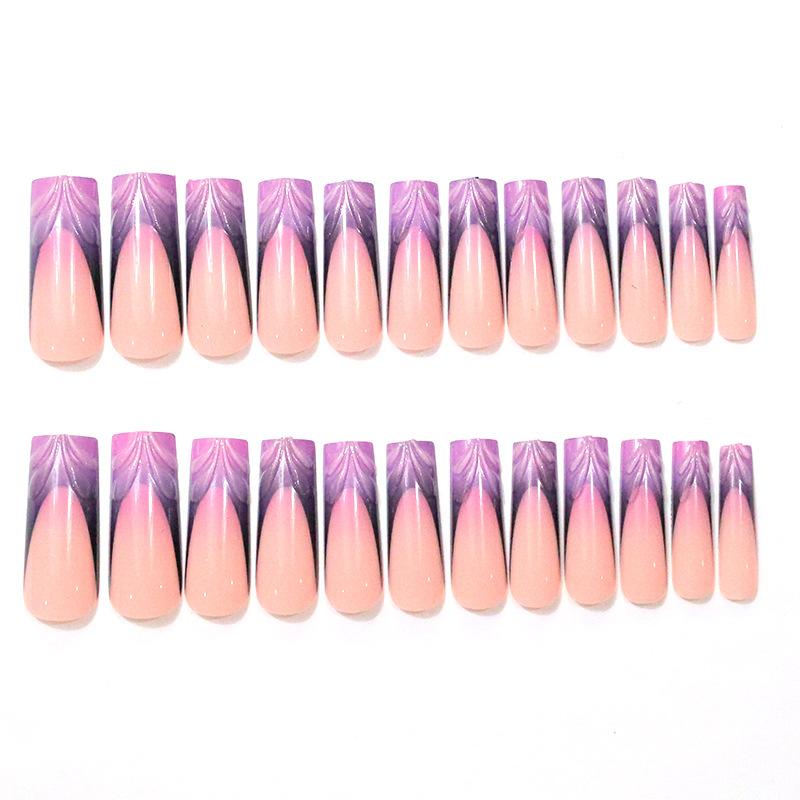 Europe and the United States Hot-selling 24 Pieces of Nail Art 3D Three-dimensional French Spice Girl Wind Gradual Change Long Wear Armor