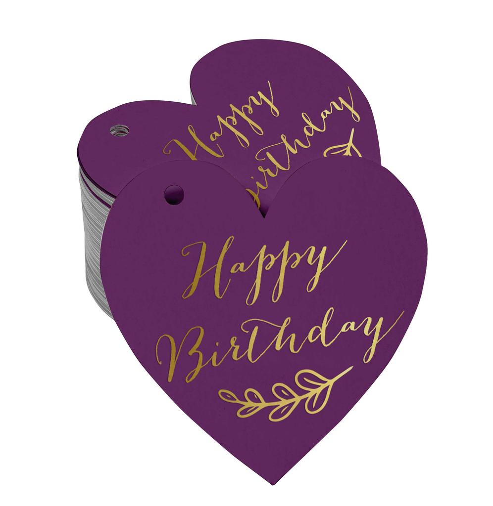 Inkdotpot Happy Birthday Bottle Tag Real Silver Foil Favor Hang Tag 100 Pack
