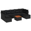 VidaXL Set de Canapé de Jardin 8 Pièces avec Coussins Noir Poly Rattan Acacia 3356595