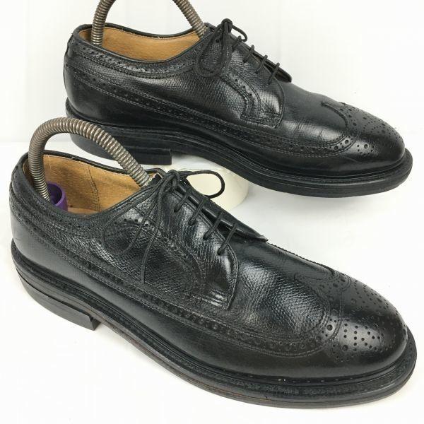 

70s Vintage ANSI Z41.1-190 Steel Toe Long Wingtip Safety Shoes Black Size 7.5D / 25.5cm