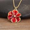 Nidin Hot Sale Enamel Rose Red/Pink Flower Charm Pendant Necklace For Women Girls Fashion Elegant Aesthetic Jewelry Accessories