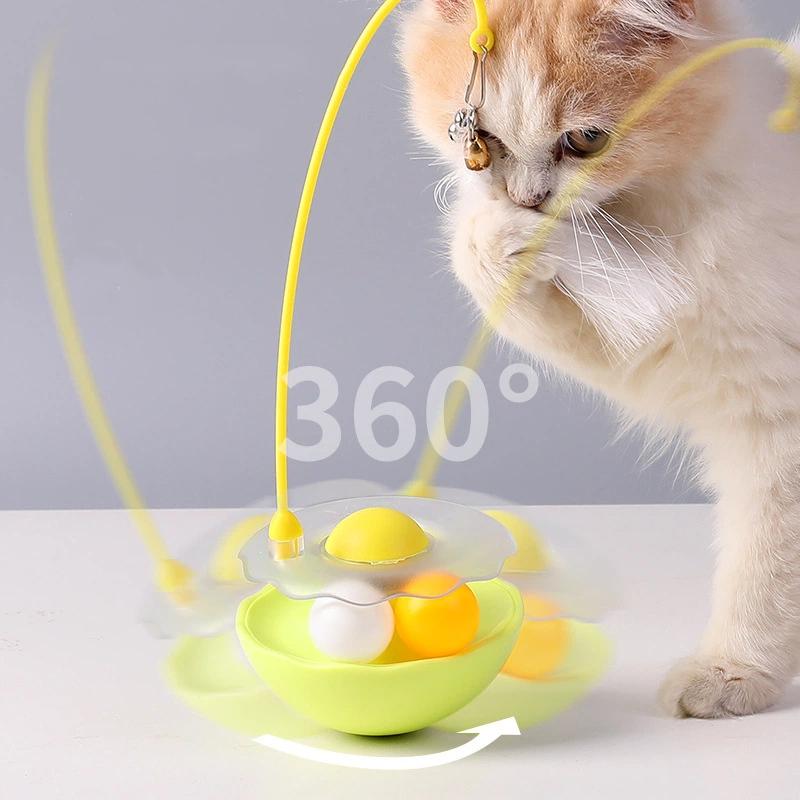 New Interactive Cat Tumbler Toy ABS Base With Feathers Rolling Ball Anti-Bite Turntable Interactive Toy Interesting Pet Supplies