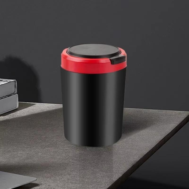 Car Ashtray Flame Retardant Alloy Liner One Touch Lid Built In Led Light For Daily Car Driving Use
