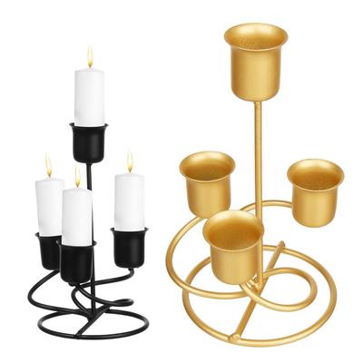 Black Gold Candle Holders Wrought Iron Candelabra Modern Style Metal Candle Stands Pillar Candles Mantle Fireplace Decoration