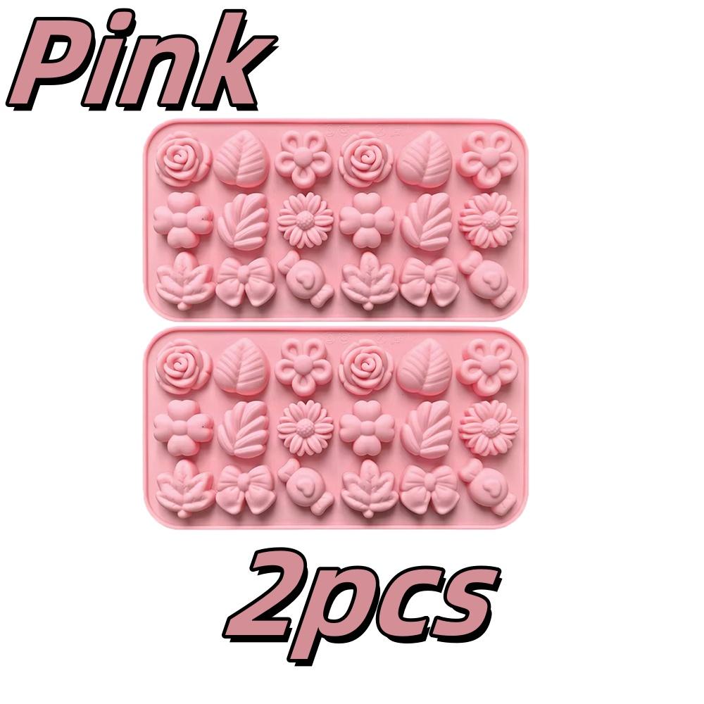 1-4PC 18-Cavity Flower Candy Silicone Mold Set Daisy Rose Leaf Bows Baking Mold For Cookies Chocolates Fondant Cake Flower Mold