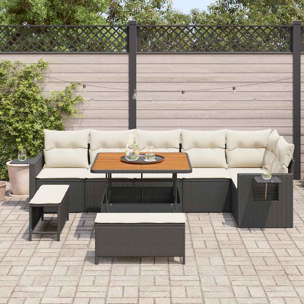 Garden Sofa Set 9 pcs Black Poly Rattan