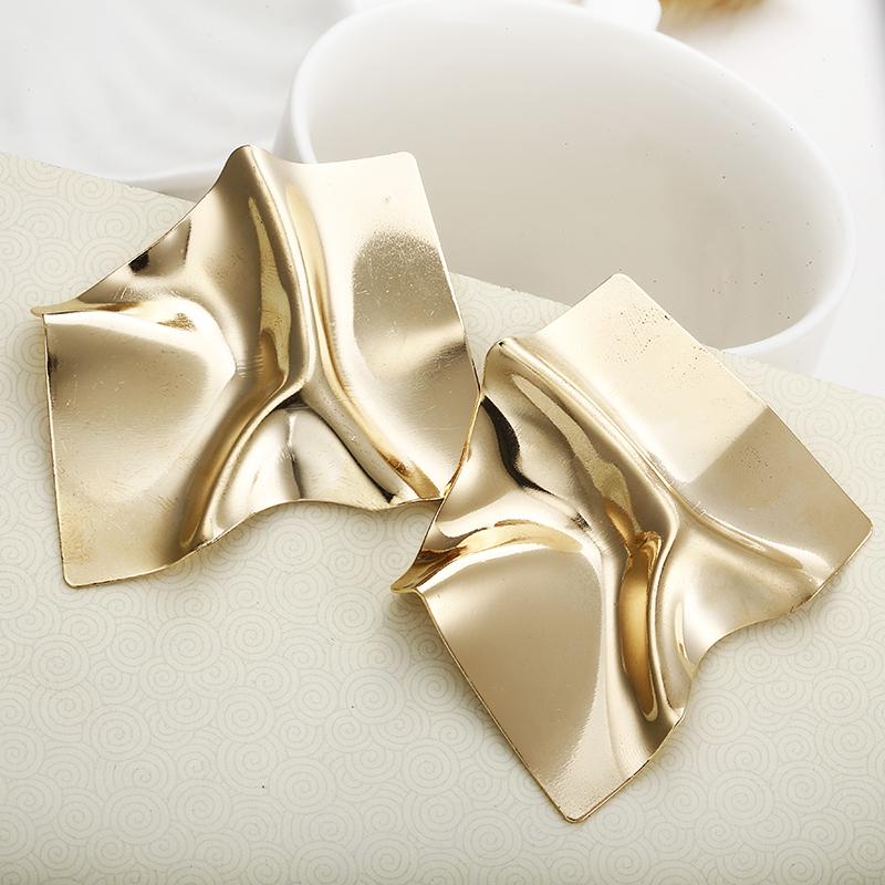 Vintage Golden Square Statement Earrings For Women Fashion Zircon 2025 Party European Ear Dangle Irregular Geometry Accessories