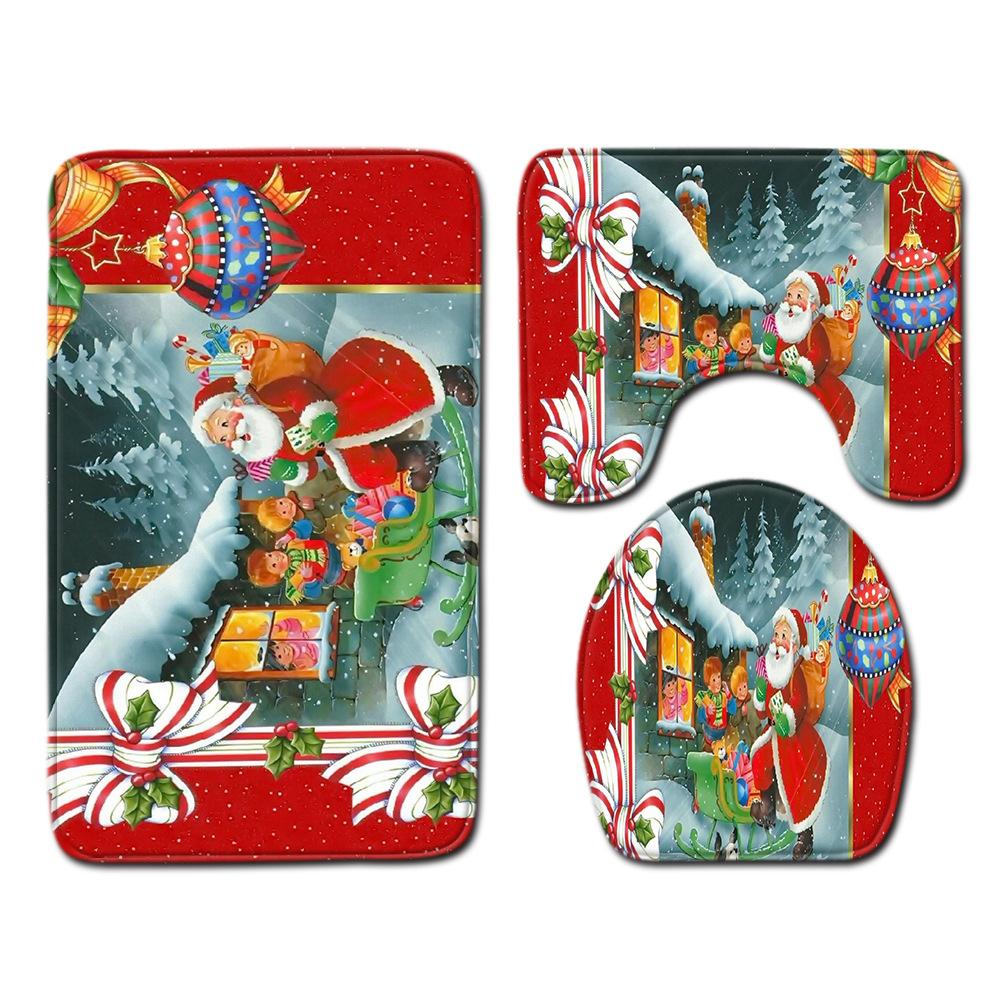 Weihnachts-Badezimmer-Bodenmatte Toilette Dreiteiliges Set