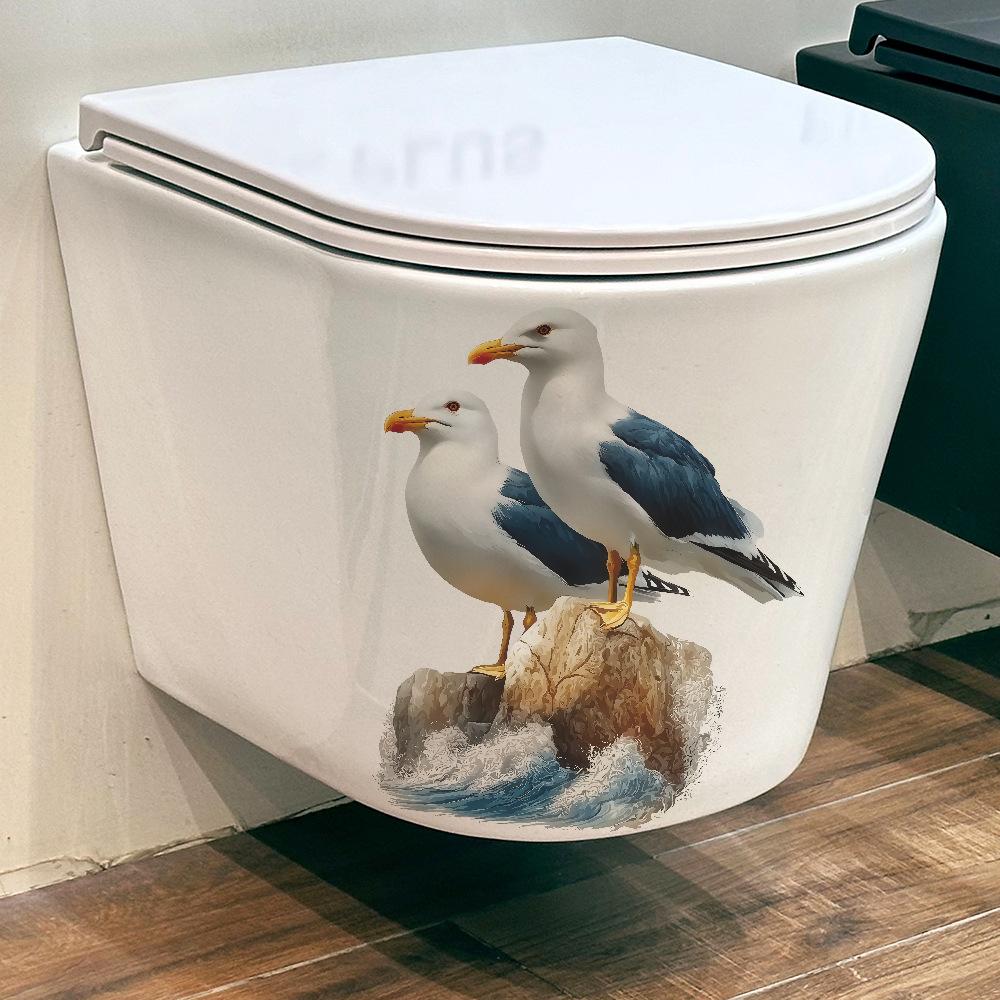 Scenic Seagull on Rocks Wall Sticker for Bedroom Bathroom Home Decor Self-Adhesive Removable Decal