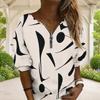 Women Plus Size V Neck Half Zip Long Sleeve Striped Printed Blue White Sweatshirt