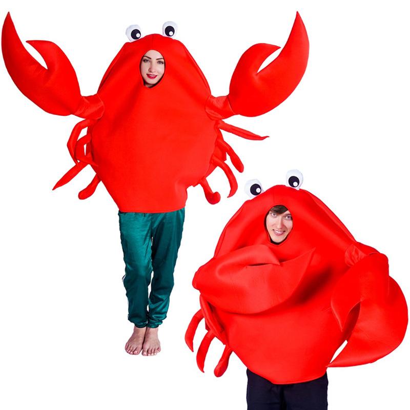 Zabawny strój kraba dla dorosłej pary, uroczy kostium do odgrywania ról zwierzęcych, kostium cosplay na imprezę, strój dla mężczyzn i kobiet