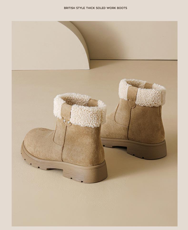 Women's 2025 Winter Fashion Snow Boots: Chunky Heel Ankle Boots with Thick Sole and Velvet Lining