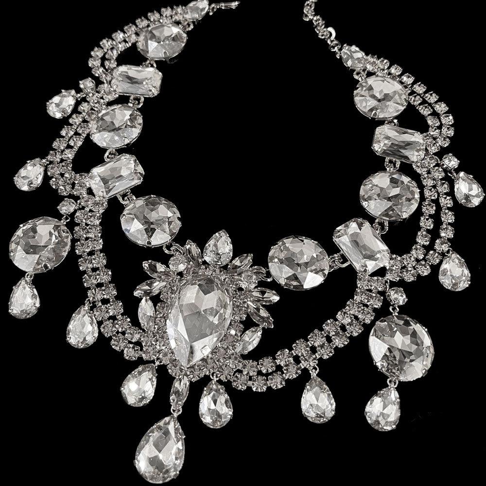 Exaggerated Large Rhinestone Necklace Style Necklace Jewelry Personality Shiny Female Collarbone Short Url Jewelry