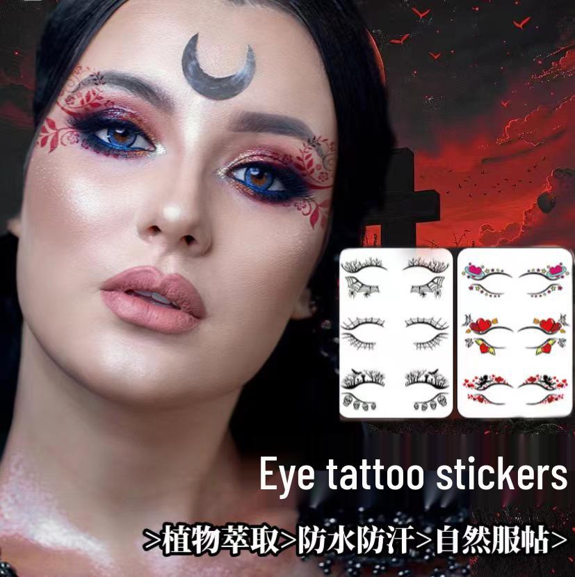 Geometric Pattern Eyeshadow & False Eyelash Tattoo Stickers for Party Makeup