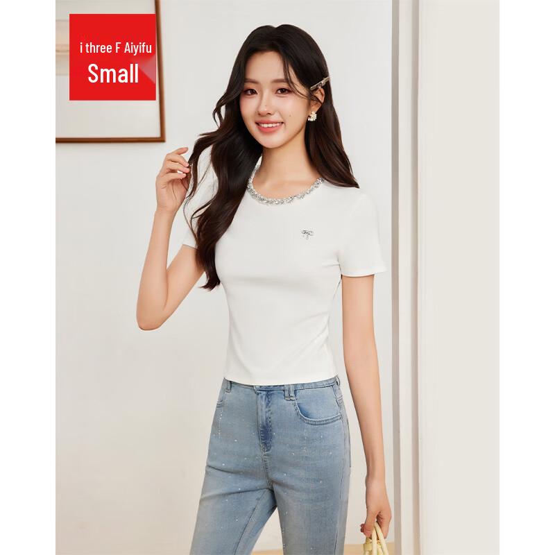 IEF Women s 2026 Summer French Elegant Short-Sleeve T-Shirt M
