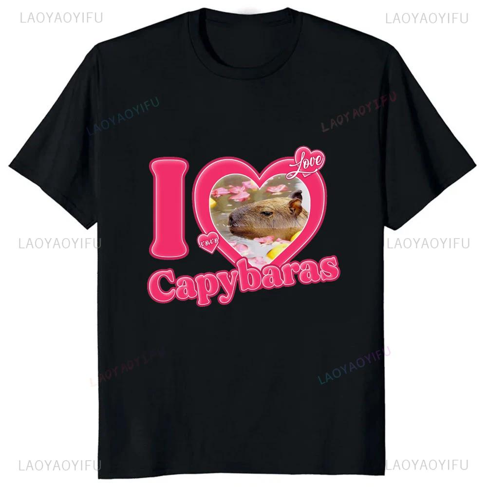 Dont Be Worry Be Capy Printed Retro Funny Capybara Graphic T Shirts Streetwear Short Sleeve Man Tshirt Loose Casual Women Tees