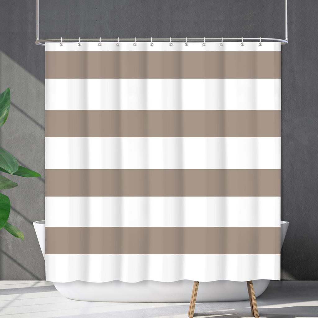 Shower Curtain Waterproof And Mildew-Proof Line Lattice Bathroom Striped Bathroom Curtain Shower Curtain Partition Curtain Free Of Punching