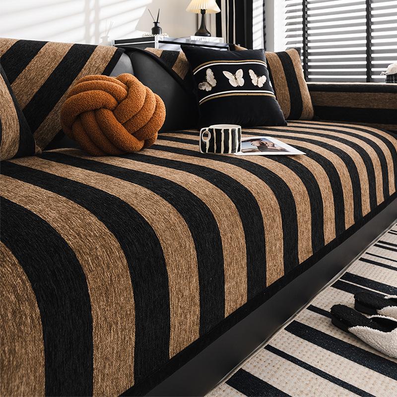 

Чорно-біла смугаста тканина для чохла на диван Простий протиковзкий шкіряний чохол-подушка для дивана Дихаючий та підходить для всіх сезонів 110x210cm