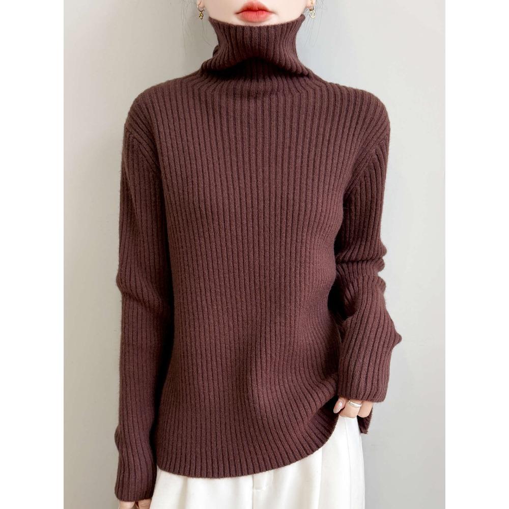 Verdickter Rollkragen Strickpullover, Damenpullover mit hohem Kragen, Neues warmes Pullover-Top