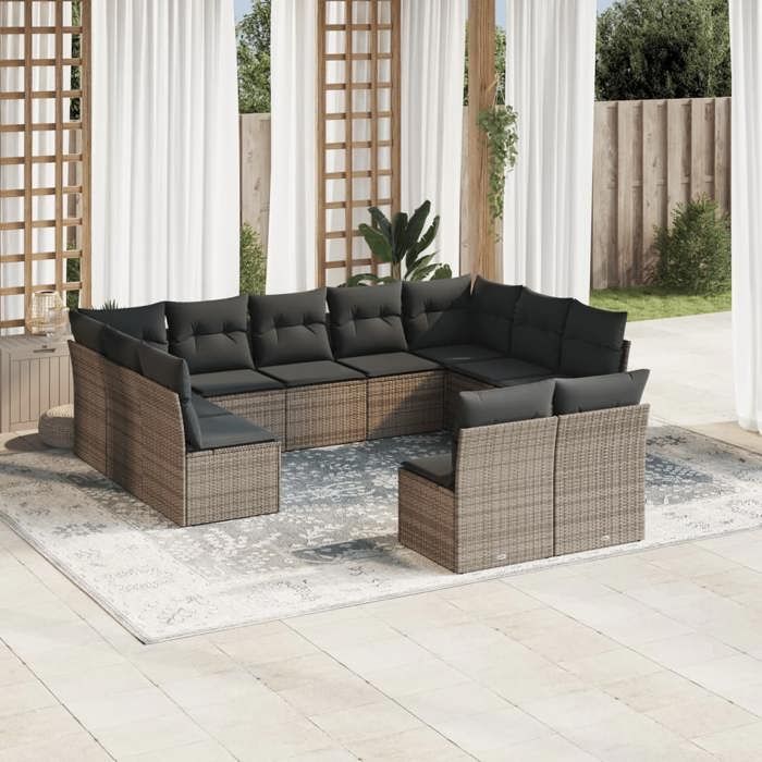 VidaXL Salon de jardin 11 pcs avec coussins gris résine tressée 3250189