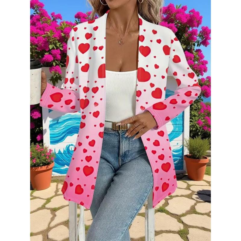 2026 Casual Open Front Cardigan Mid-Length Coat 3D Pumpkin Ghost Print