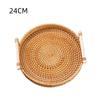 Round Rattan Serving Tray with Handles Coffee Table Decorative Tray Hand Woven Serving Basket Double Ear Bread Fruit Picnic Tray