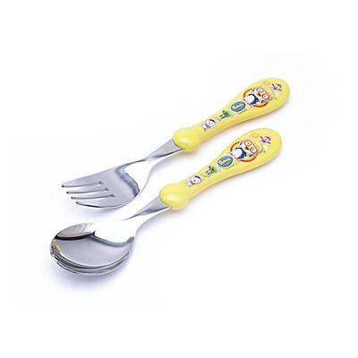 Pororo Comfortable Spoon Fork Set, Yellow, 1 Set