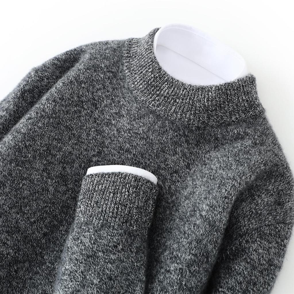Men's Thick Heather Yarn Cashmere Sweater - Half-High Collar, Light Luxury, Warm for Autumn/Winter, New Style Knit Base Layer