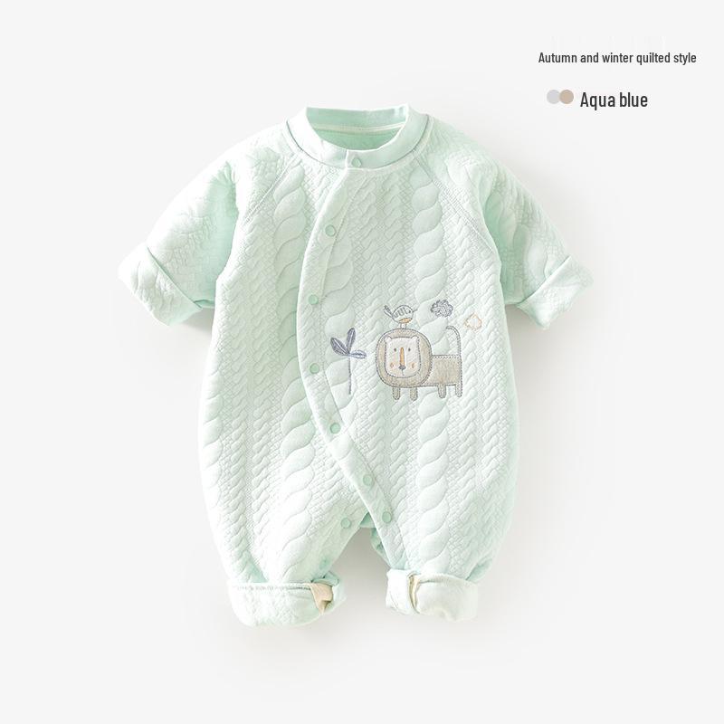 Thickened Pure Cotton Baby Romper - Newborn Full Body Warm Crawling Suit for Autumn/Winter