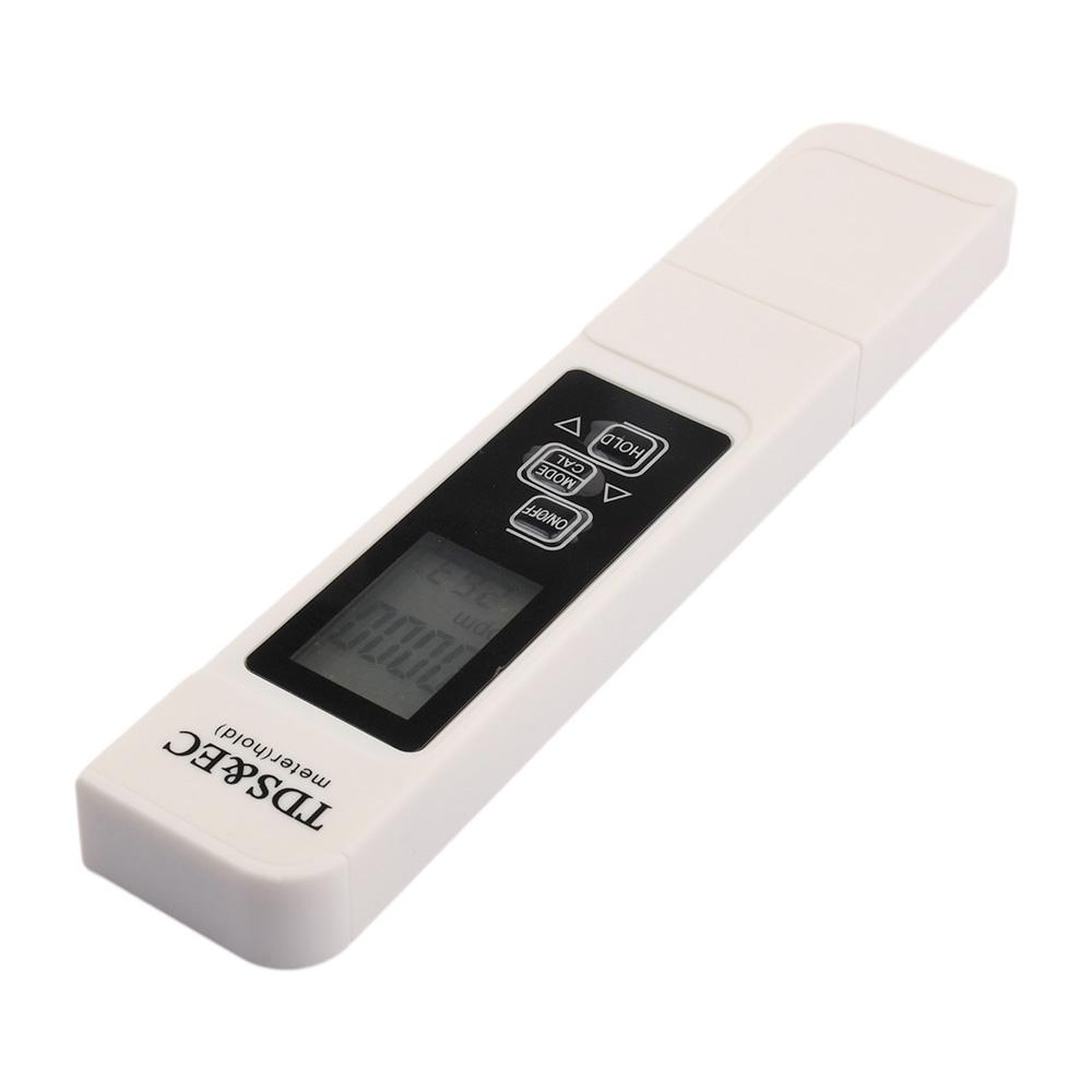 1PC White Digital Water Quality Tester TDS EC Meter Range 0 to 9999 Multifunctional Water Purity Temperature TEMP PPM Tester