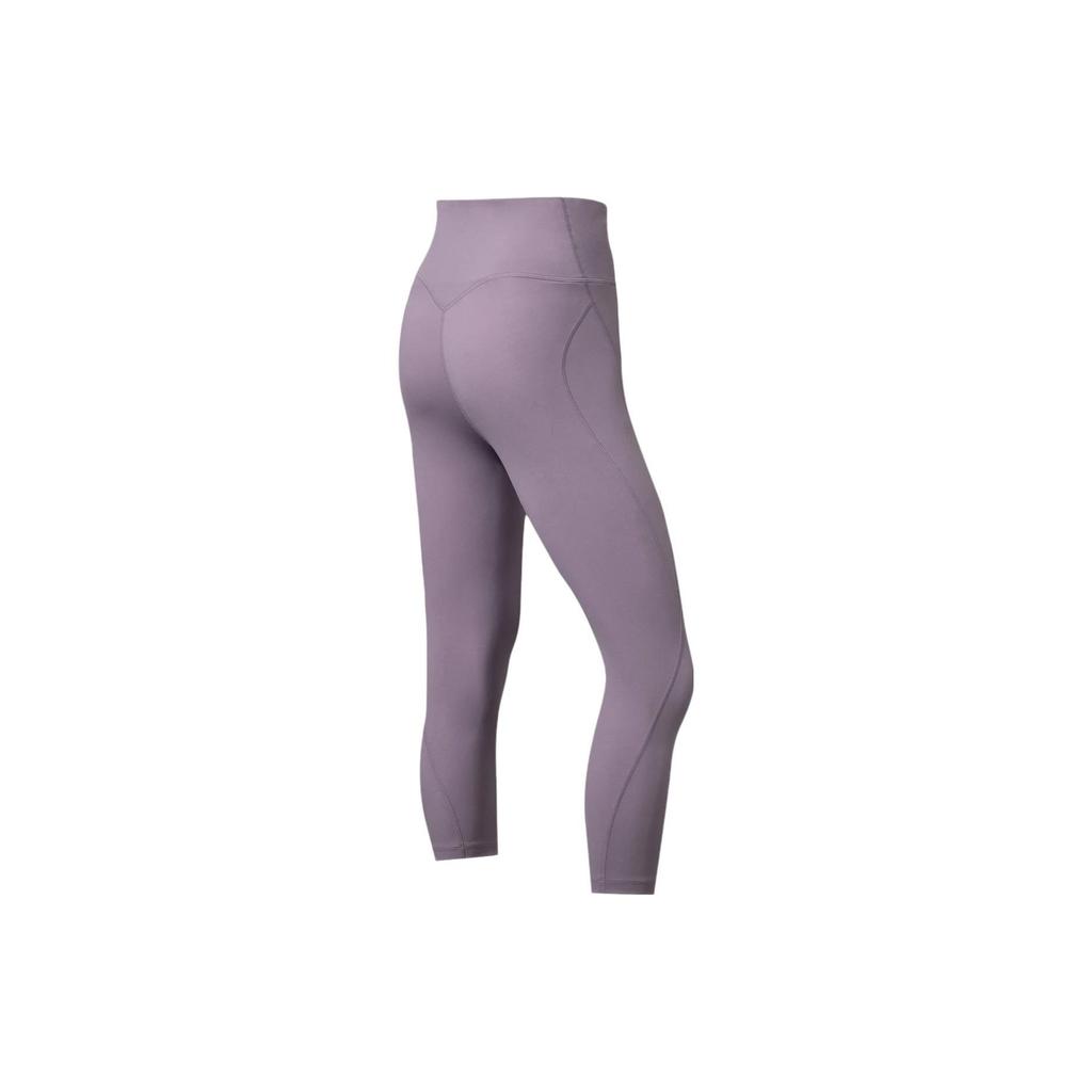 Li Ning Training Series Solid Color Logo Breathable Flat Waist Elastic Tight Fitness Pants Women Pants Purple AUQS046-3