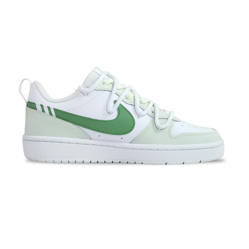 Nike Court Borough Low Top Skateboard Shoes GS White Green BQ5448-100(TeamEight-GS)